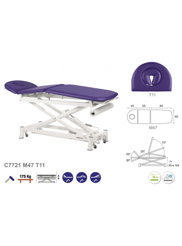 Camilla hidráulica tijera blanca multifuncional T10 62x200