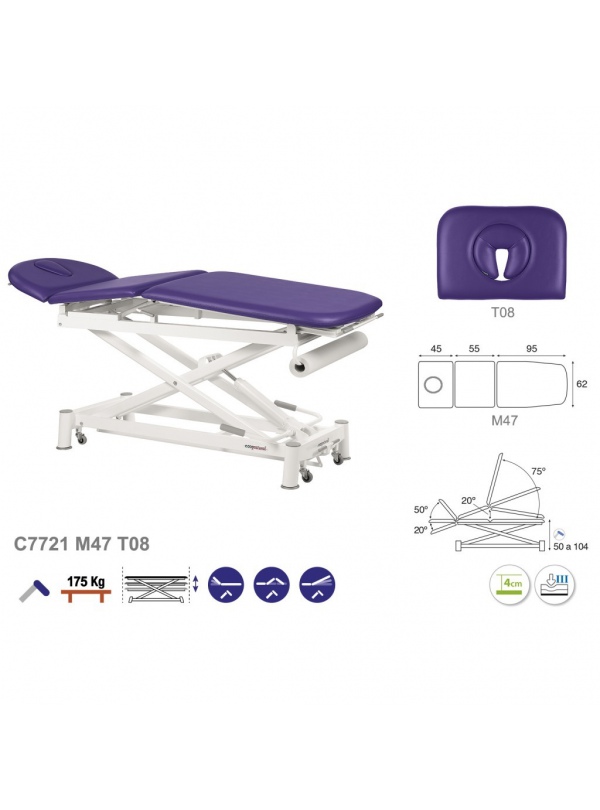 Camilla hidráulica tijera blanca multifuncional T10 62x200