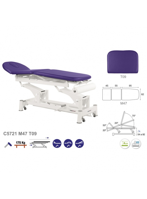 Camilla hidráulica biela blanca multifuncional T10 62x200