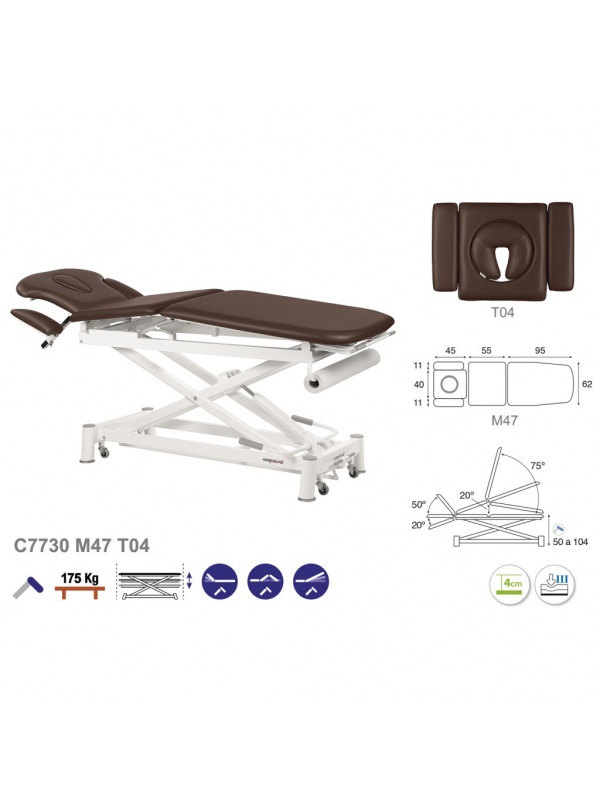 Camilla hidráulica tijera blanca multifuncional T01 62x200