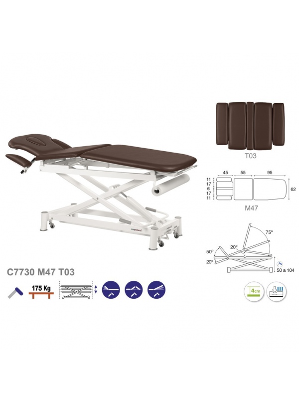 Camilla hidráulica tijera blanca multifuncional T01 62x200