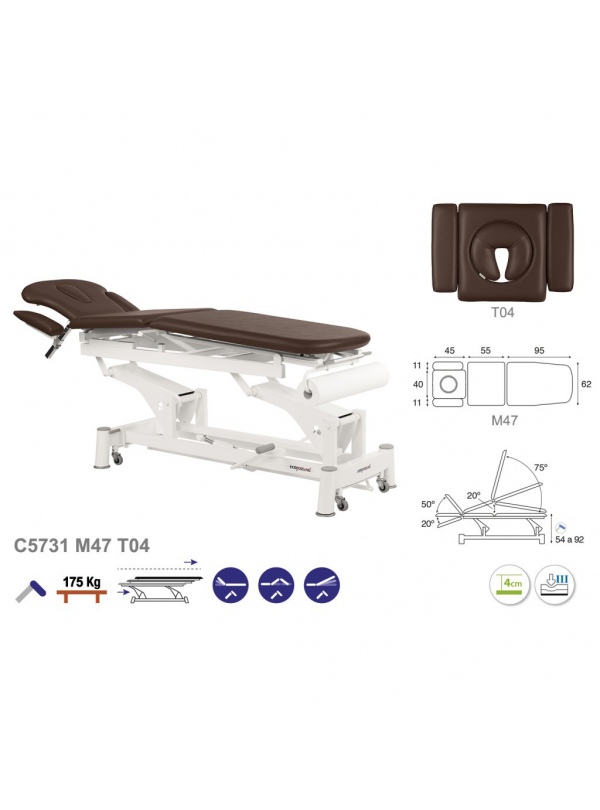 Camilla hidráulica biela blanca multifuncional T01 62x200