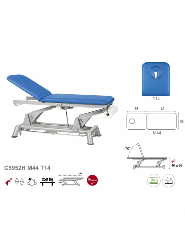 Camilla eléctrica biela gris 2 cuerpos con respaldo motorizado T13 62x188