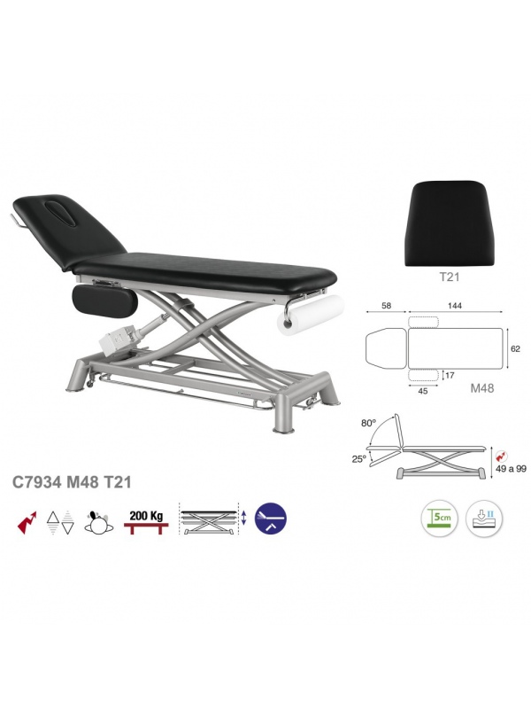 Camilla eléctrica tijera gris 2 cuerpos T20 62x207