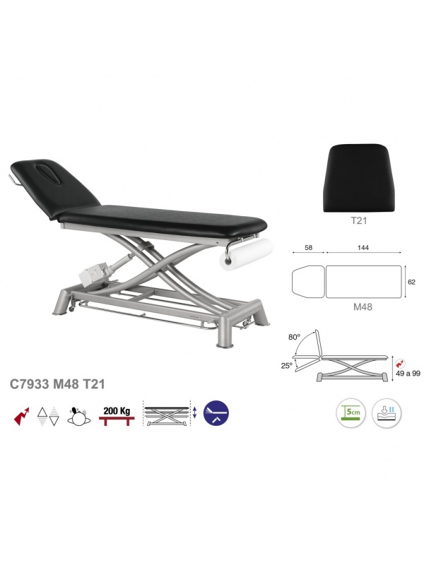 Camilla eléctrica tijera gris 2 cuerpos T20 62x207