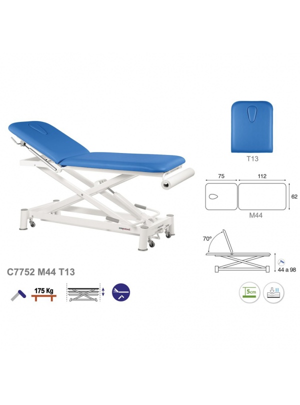 Camilla hidráulica tijera blanca 2 cuerpos T13 62x188