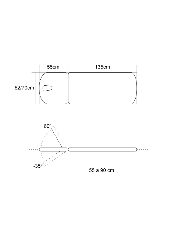Camilla hidráulica Fisioportunity 2 cuerpos. Reclinable en negativo