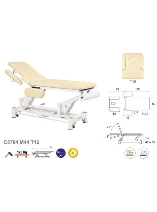 Camilla hidráulica biela blanca 2 cuerpos T16 62x188 2