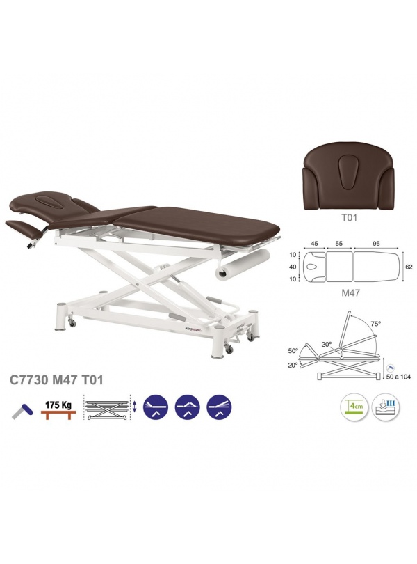 Camilla hidráulica tijera blanca multifuncional T01 62x200