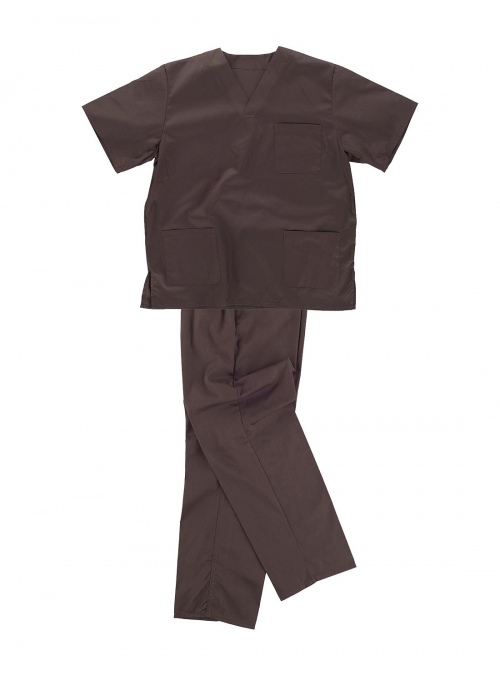 Pijama sanitario cuello de pico Marrón