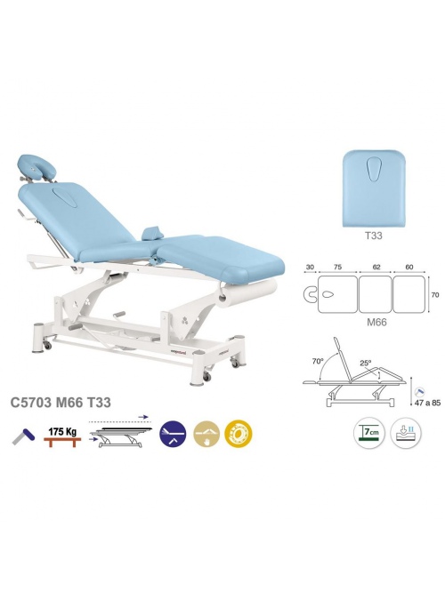 Camilla hidráulica biela blanca 3 cuerpos 2