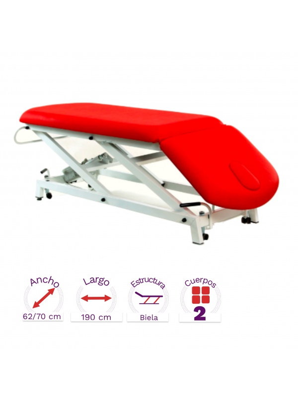 Camilla hidráulica Fisioportunity 2 cuerpos. Reclinable en negativo