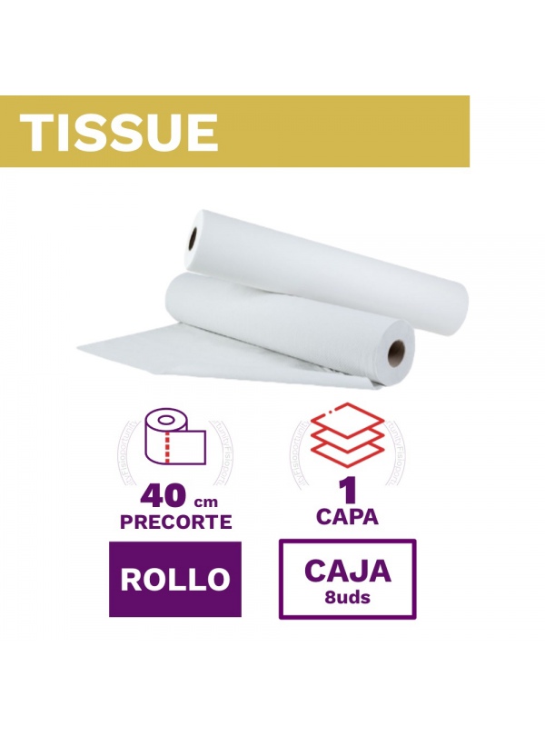 Papel Camilla Tissue 1 capa 100% Celulosa- Precorte 40cms