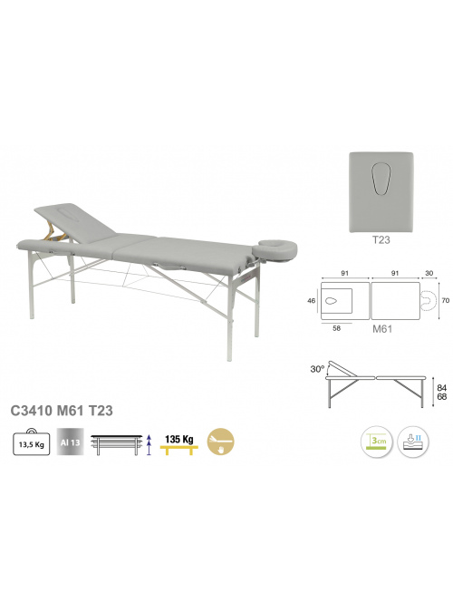 Camilla plegable regulable aluminio T23 70x182 2