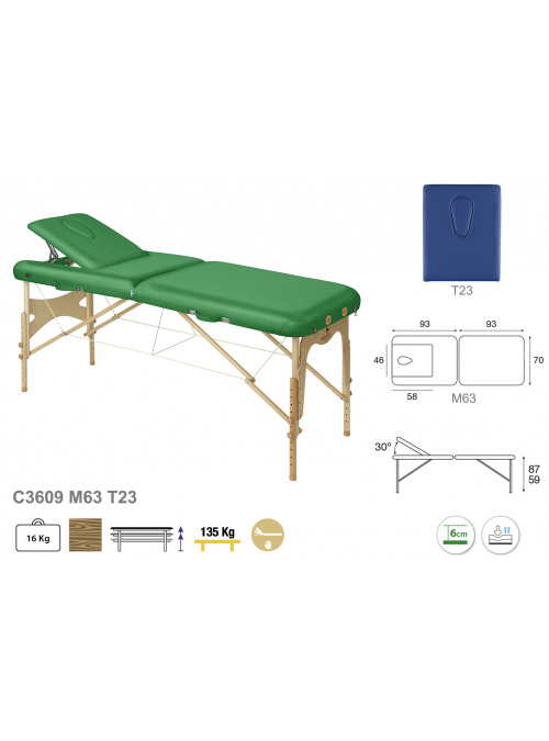 Camilla plegable regulable madera natural T23 70x186 2