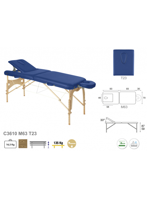 Camilla plegable regulable madera natural T23 70x186 2