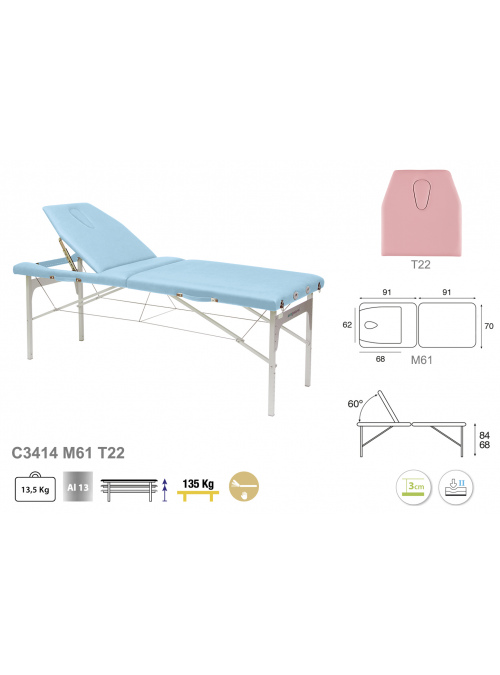 Camilla plegable regulable aluminio T22 70x182 2