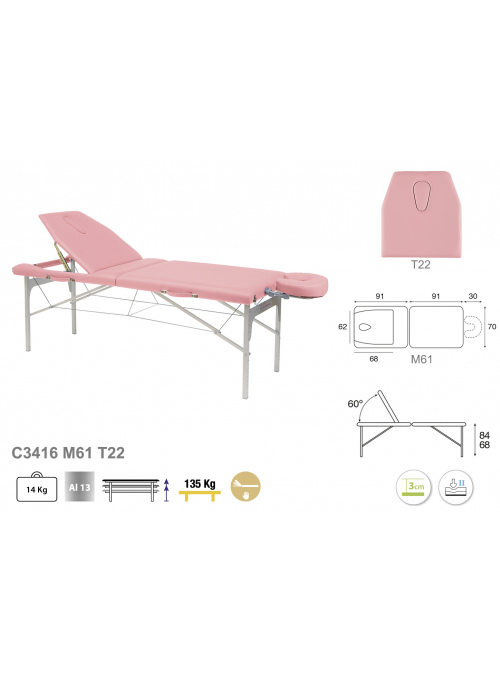 Camilla plegable regulable aluminio T22 70x182 2