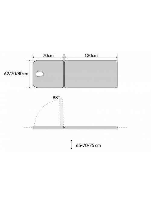 Camilla fija de 2 cuerpos con respaldo largo, patas desmontables y regulables a 3 alturas 2